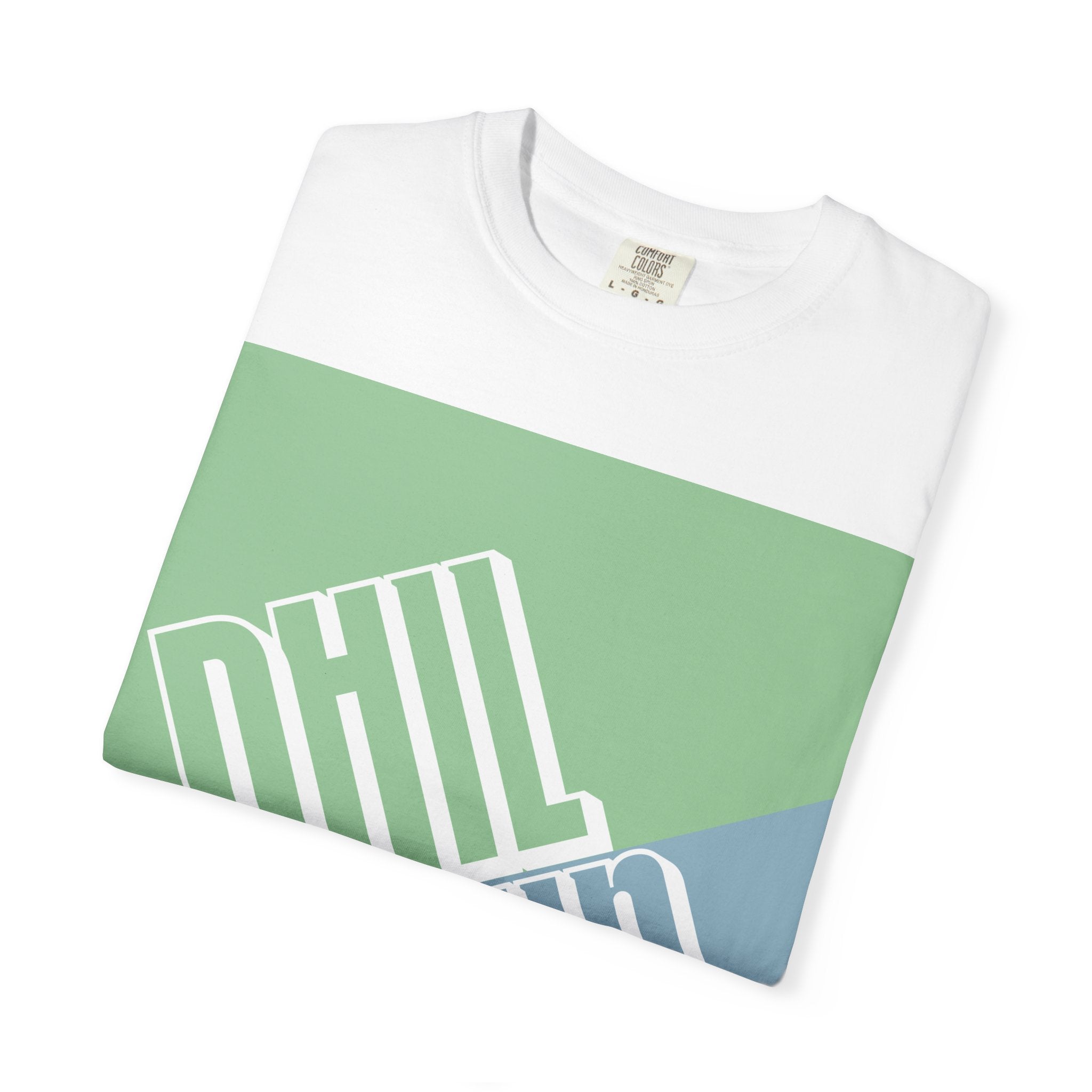 Diagonal Block Graphic T-Shirt — Retro Green & Blue Streetwear