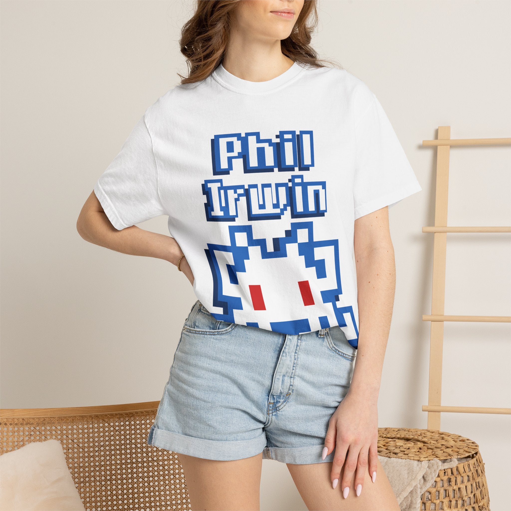 Phil Irwin Pixel Alien T-Shirt (Blue & White)