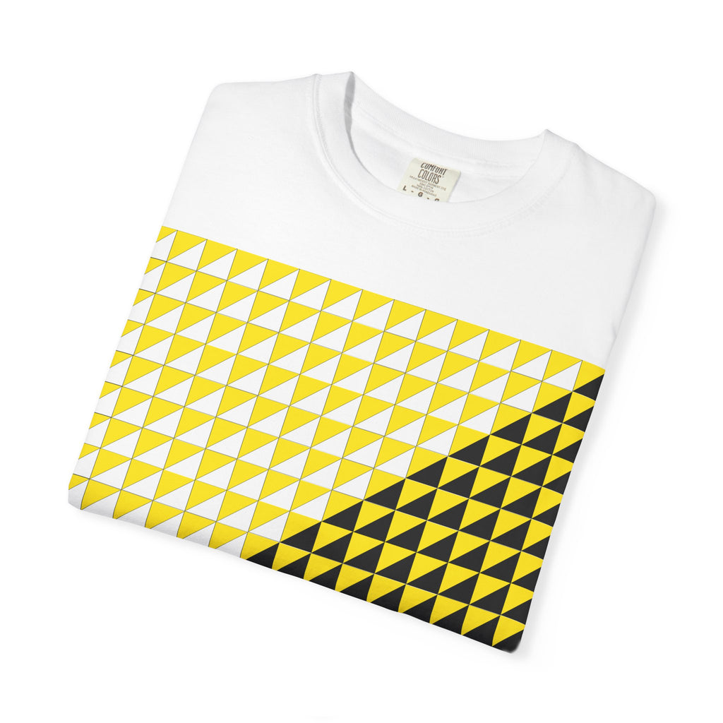 Geometric Yellow-Black Triangle Graphic T-Shirt