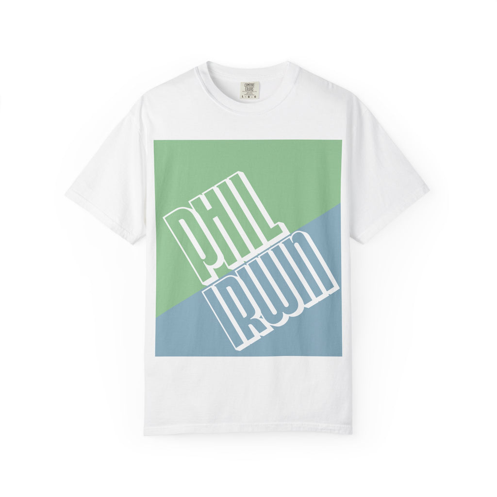 Diagonal Block Graphic T-Shirt — Retro Green & Blue Streetwear